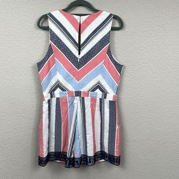NWT Adelyn Rae Striped Cotton Summer Romper Casual Vacation Sz L - Picture 5 of 11